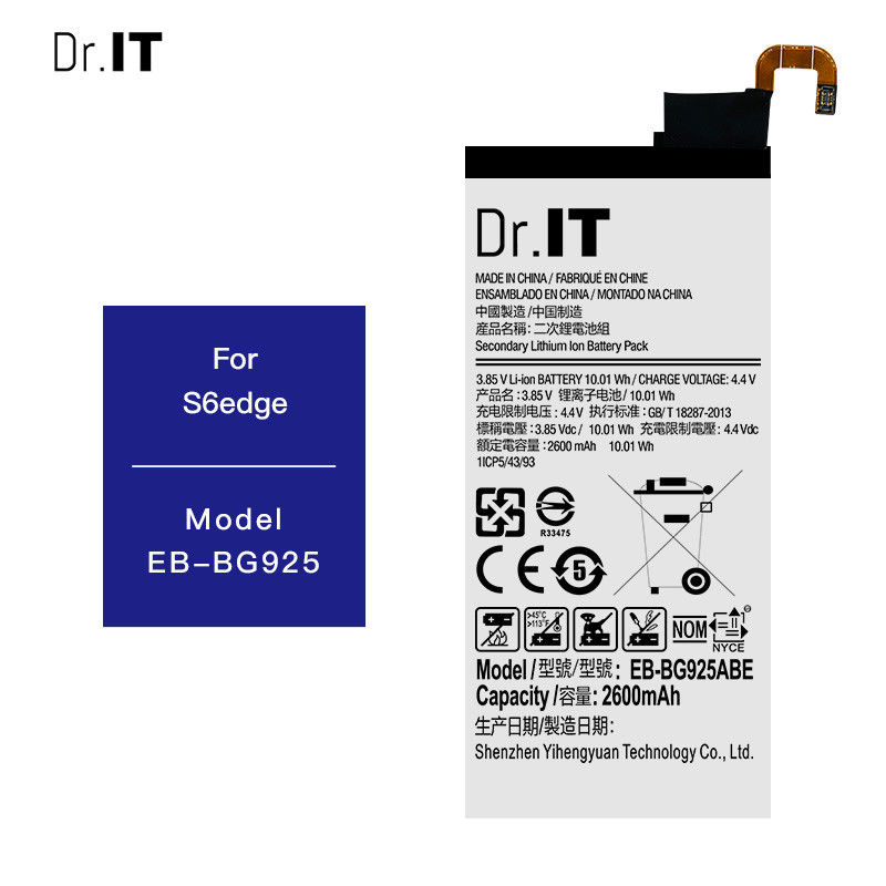 2600mAh 3.85V Samsung Galaxy S6 Edge Battery Replacement Thermostable